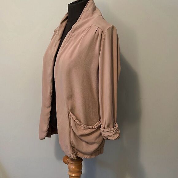 Forever 21 Women's Tan Open Front Cuffed Sleeves Viscose Cardigan - Picture 2 of 10